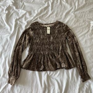 Pilcro Textured Brown Blouse